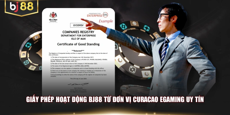 Giấy phép hoạt động BJ88 từ đơn vị Curacao eGaming uy tín